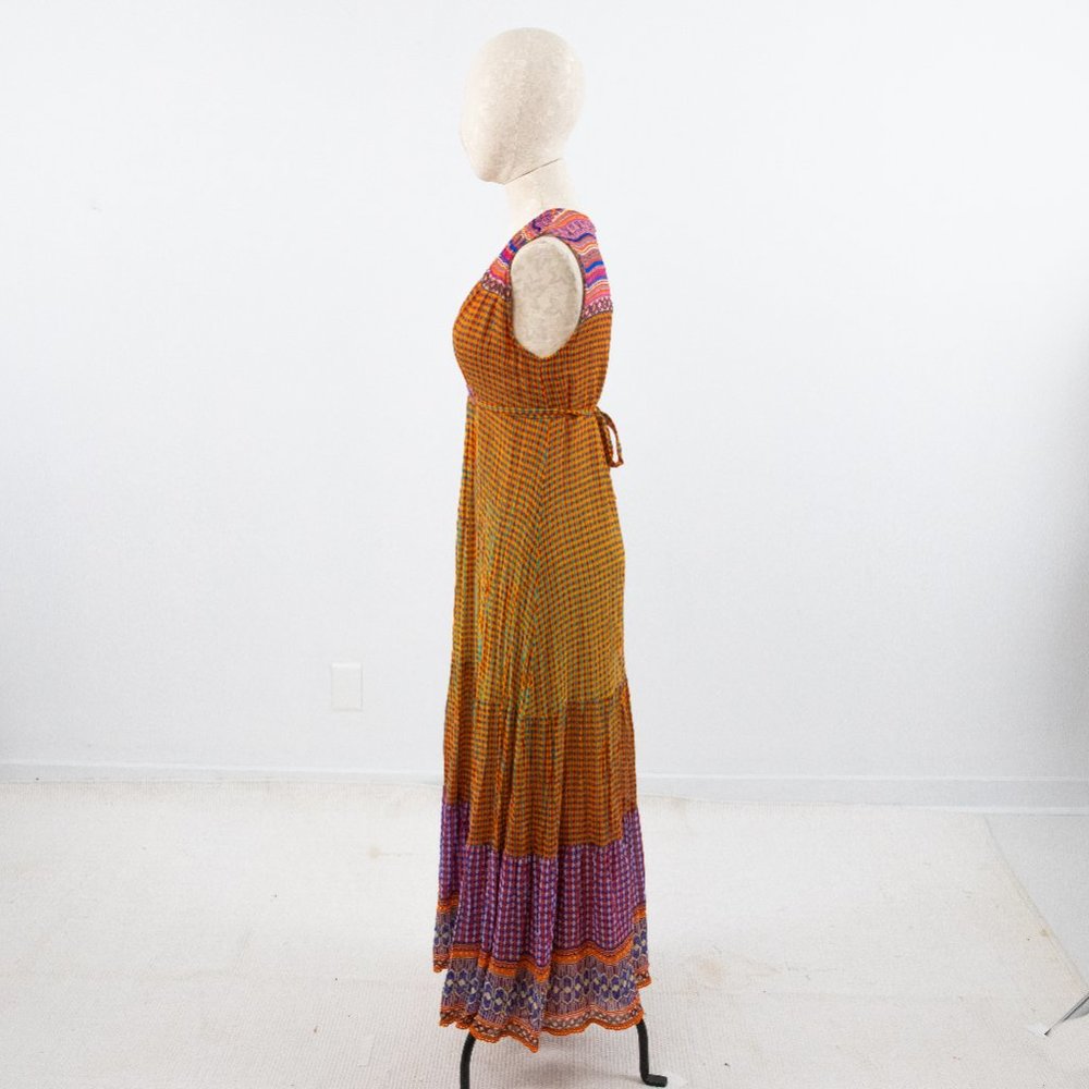 Anthropologie XS Boho Print Maxi Dress Orange - Picture 7 of 13
